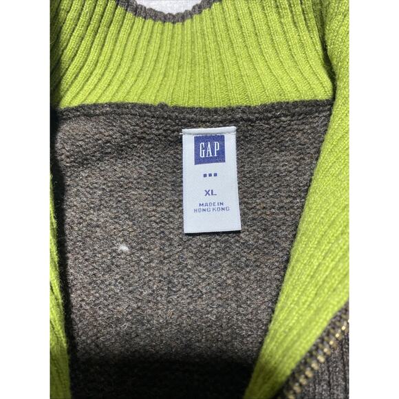 Gap Sweater Mens Extra Large Brown 1/4 Zip Lambs Wool Blend Vintage XL - Picture 3 of 7